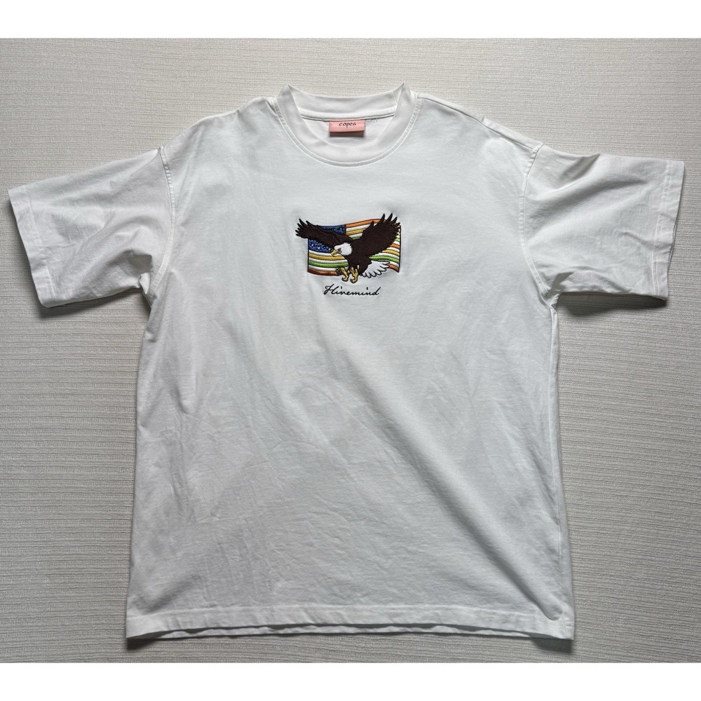 Hivemind Merch T Shirt Copes Brand Heavyweight Tee White Bald Eagle Flag Size M